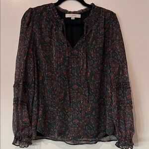 LOFT Paisley Blouse Multicolored, Petite Large